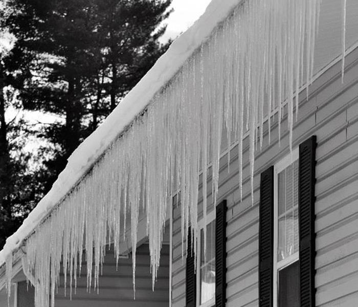 Icicles hanging off roof