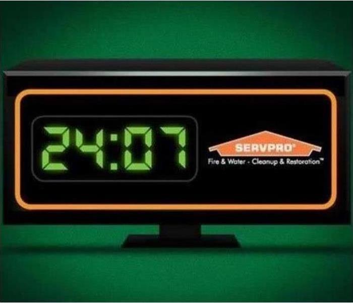 Servpro Ready - image of alarm clock with "24:07" displayed on it
